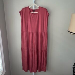 Eileen Fisher Pink Tiered Midi Dress NWOT